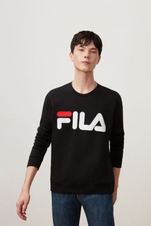 FILA Regola Sweatshirts Black / White / Red,Mens Clothing | CA.AUJZVI860